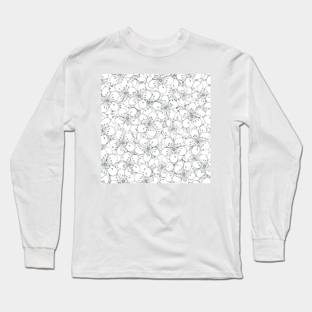 Cherry Blossom Mint Long Sleeve T-Shirt by ProjectM